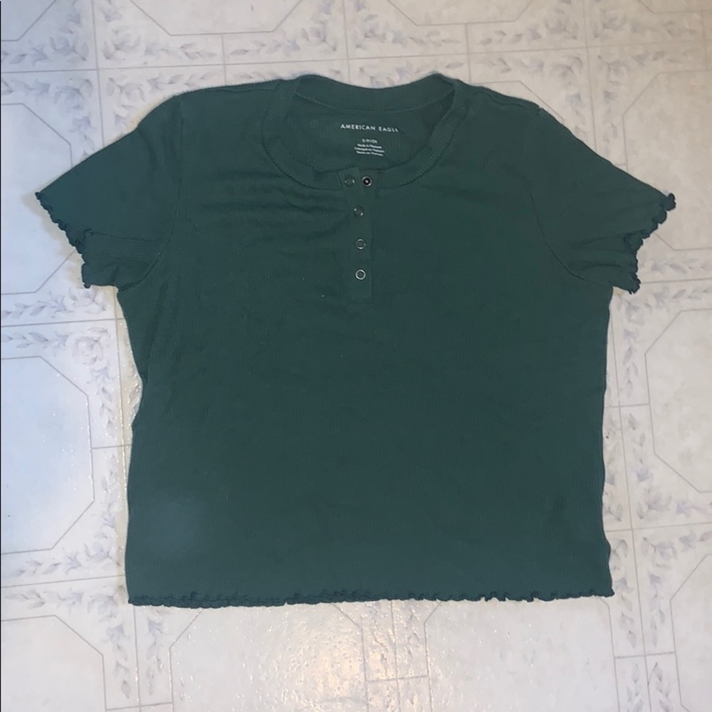 American Eagle Green Button T-Shirt